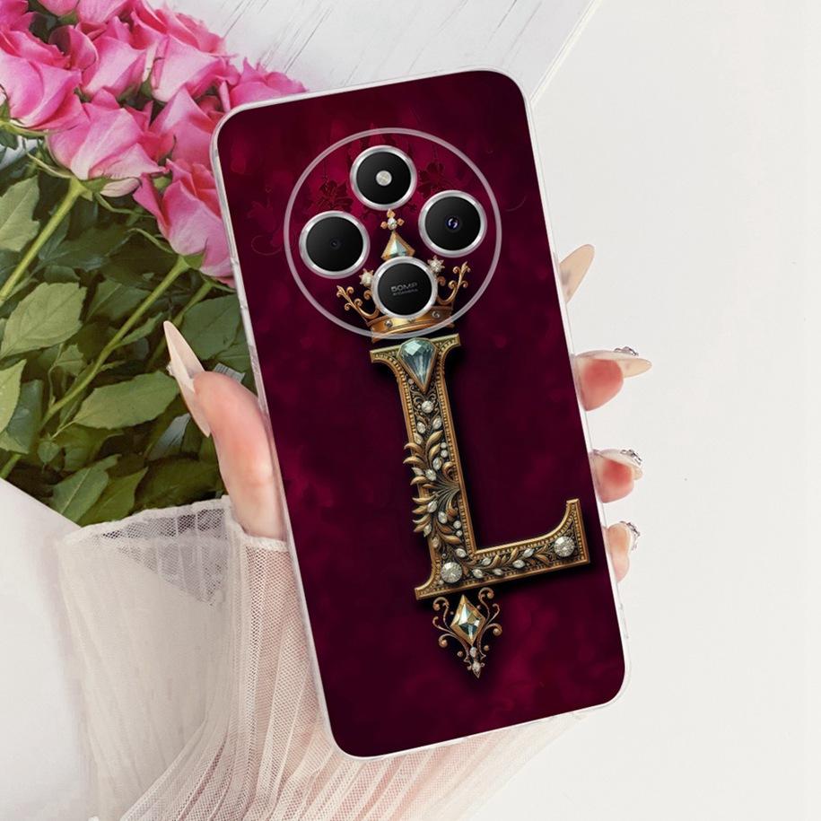 Чехол для Xiaomi Redmi 14C Роскошный с буквой Мягкий тонкий силиконовый Чехол для пары на телефон Для Xiaomi Poco C75 Redmi A4 A3 Pro Redmi14C Funda