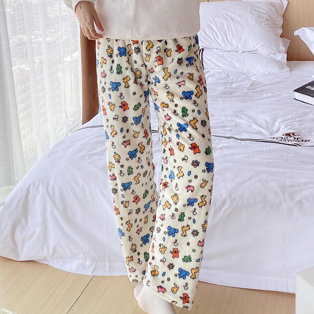 Фланелевая пижама с изображением животных из мультфильмов, женская осенне-зимняя флисовая теплая одежда из кораллового флиса