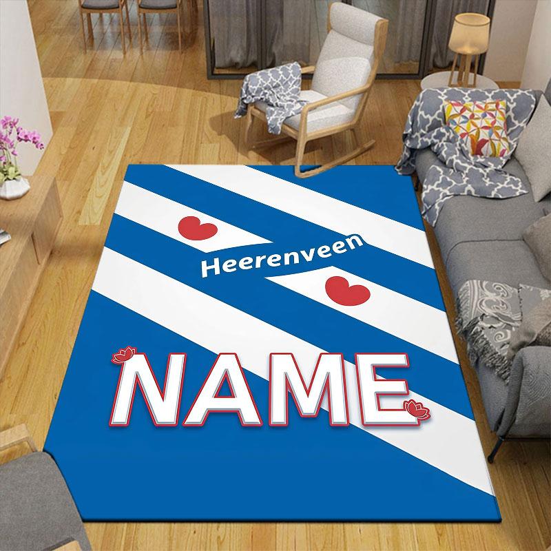 Custom Name,SC Heerenveen Home Sofa Decoration for Living Room & Bedroom, Non‑Slip Play Flannel Floor Mat for Game Room