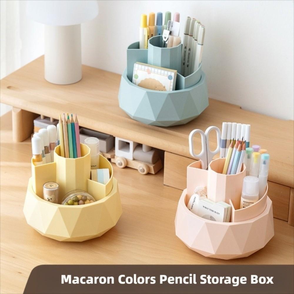 4-Grid 360° Rotating Pen Holder Large Capacity Makeup Brush Organizer Pencil Storage Box Home