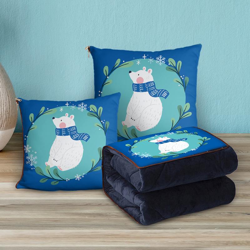 Персонализированная мультяшная флисовая плюшевая подушка-плед