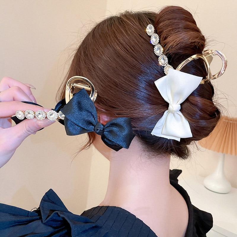 Новый 13 см Роскошный Хрустальный Лук Коготь Для Волос Модные Металлические Заколки Для Волос Шпилька Модные Блестящие Аксессуары Для Волос Для Женщин Головные Уборы Подарок