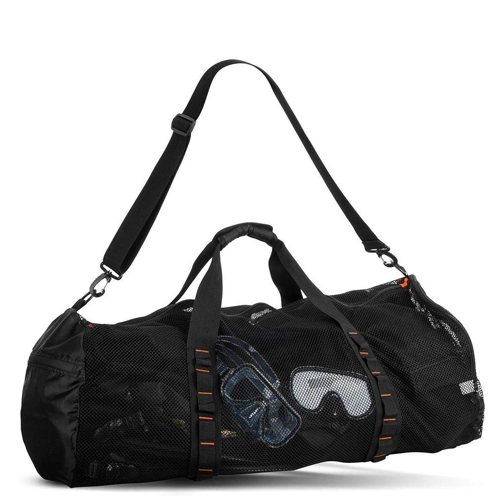Adjust Shoulder Strap Mesh Dive Bag Foldable Oversized Beach Gym Bag Mesh Travel Duffle Fins