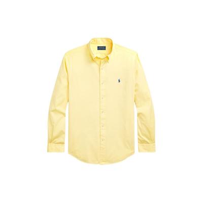 Polo Ss24 Однотонная рубашка с вышивкой логотипа, острым воротником, однобортная, с длинным рукавом, мужская рубашка, Желтый MNPOWOV16823493-700