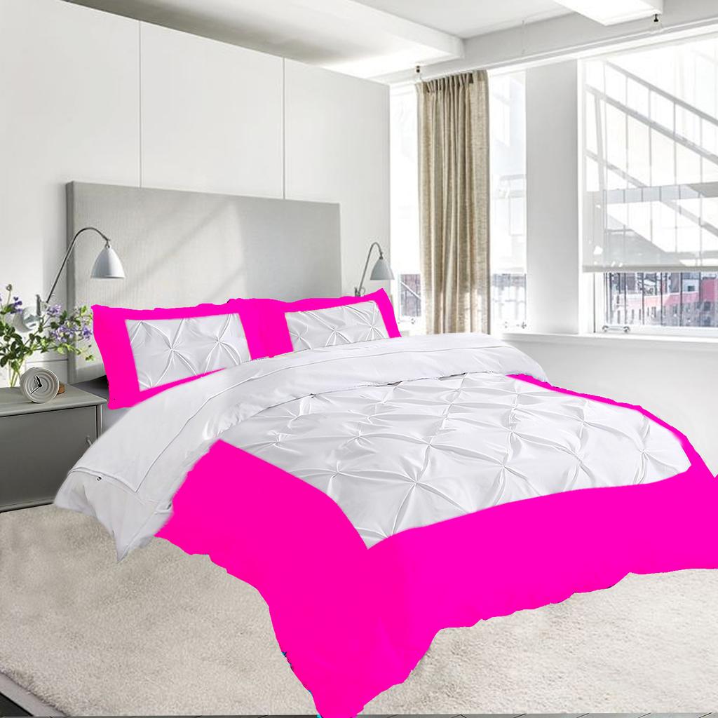 Dual Tone 600TC 3PC Duvet Cover Set 100% Egyptian Cotton - Dual Design, Multi Sizes & Colors (1 Duvet Cover & 2 Pillow Shams)