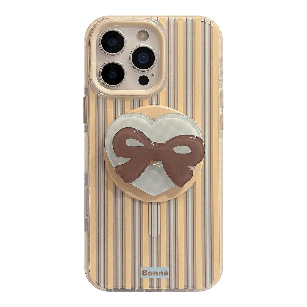 Stripe Magnetic Suction 16 Transparent for IPhone17promax Phone Case For13 Bow Rotating Bracket 14 Soft 11
