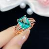 BELLA BOX New Fashion Temperament Rectangle Shape Green Ring For Women Charm Wedding Engagement Fine Delicate Jewelry New Trendy