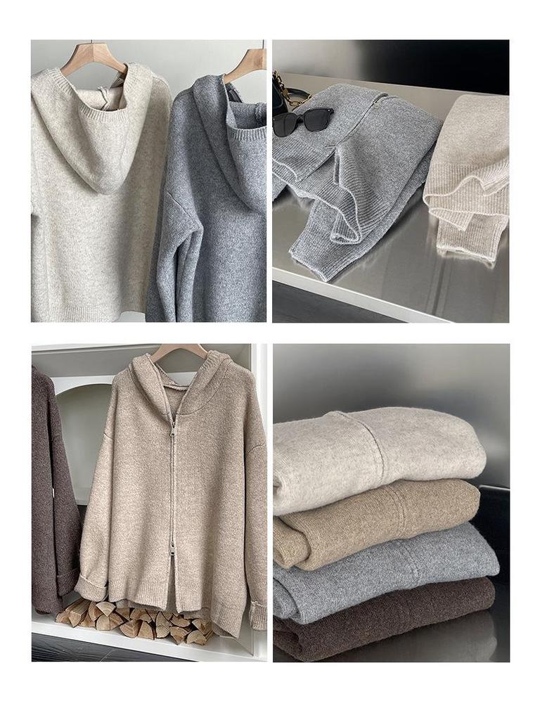 Juzhi 2024 осень ретро ленивый стиль высококачественный кардиган свитер куртка на молнии A58