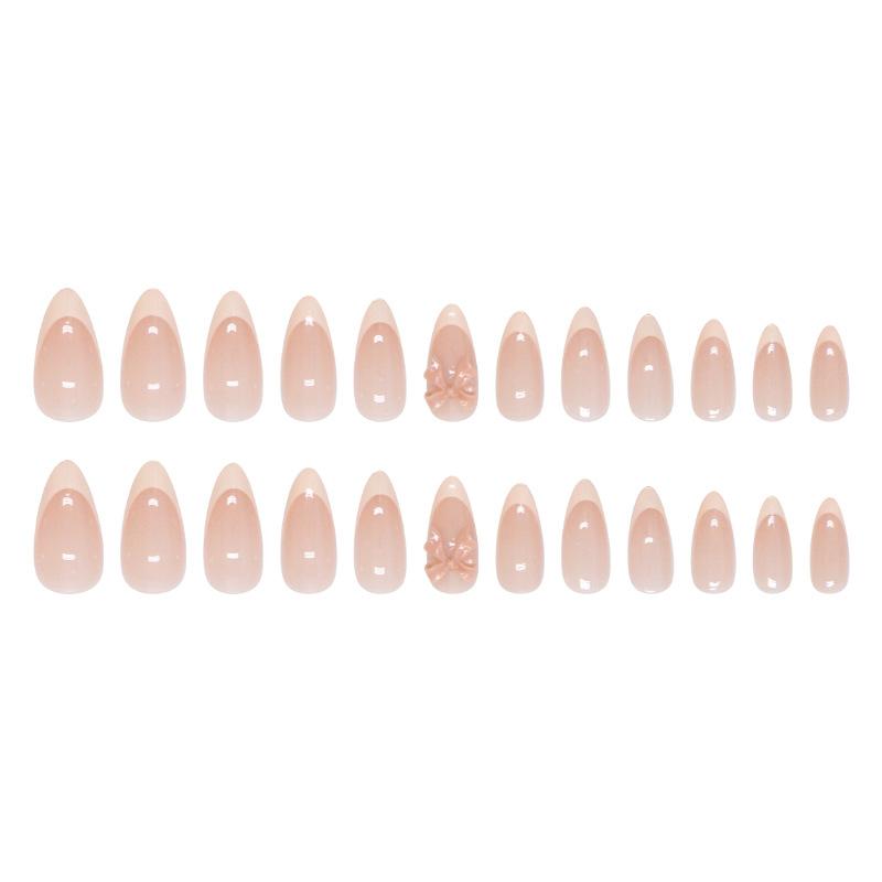 Wear nail pads Gentle fake nails Sweet smudging fake nail pads Bow removable nail pads Diamond 24 pcs