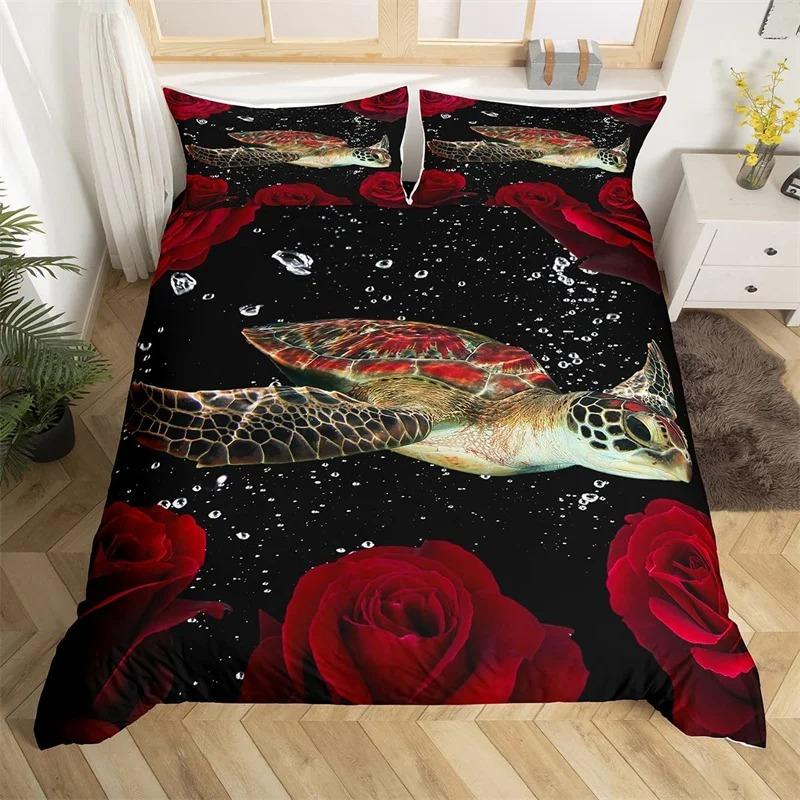 Highland Cow Bedding Set Farm Animal Duvet Cover Single King Queen Red Rose Comforter Cover Micr