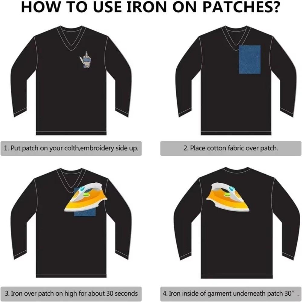 Cute Pattern Iron-on Patches 5 Colors Embroidered Patches Cute Jeans Patches for Jeans Repair