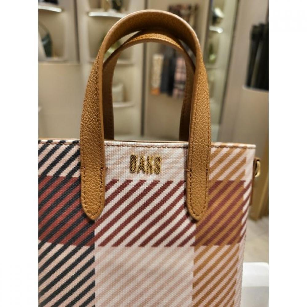 Daks Brown Logo Decorative Leather Mini Crossbody Bag