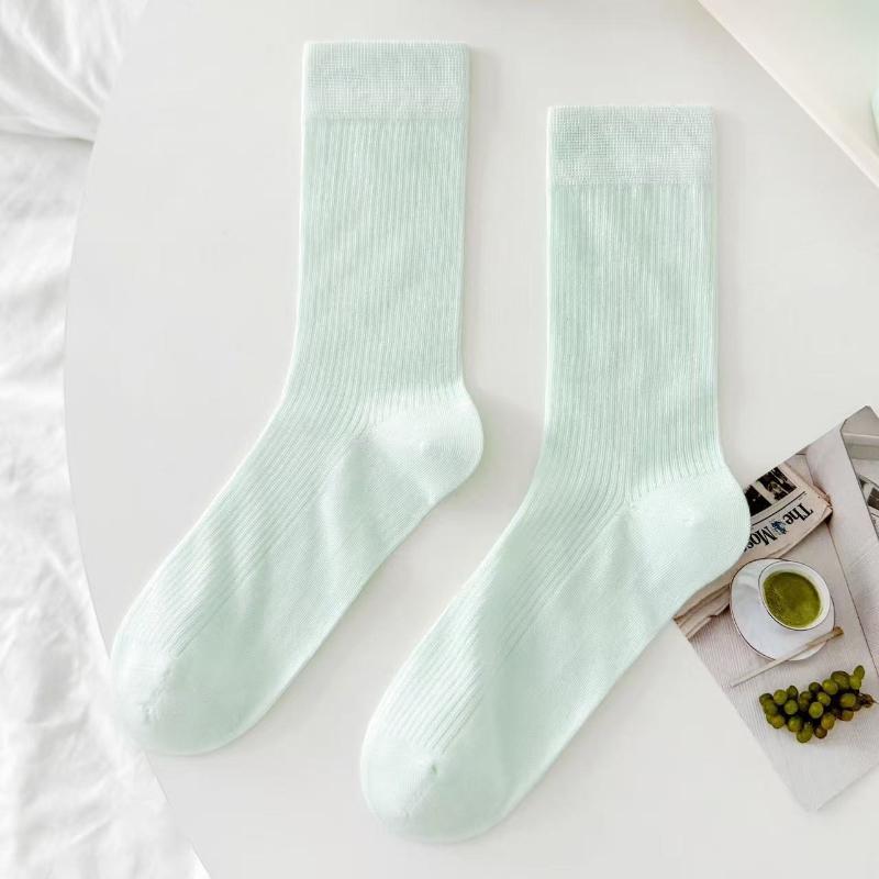 Балетные однотонные носки, женские из гребенного хлопка, весенне-летние бесшовные тонкие носки с низким ворсом, милые дофаминовые носки до середины икры