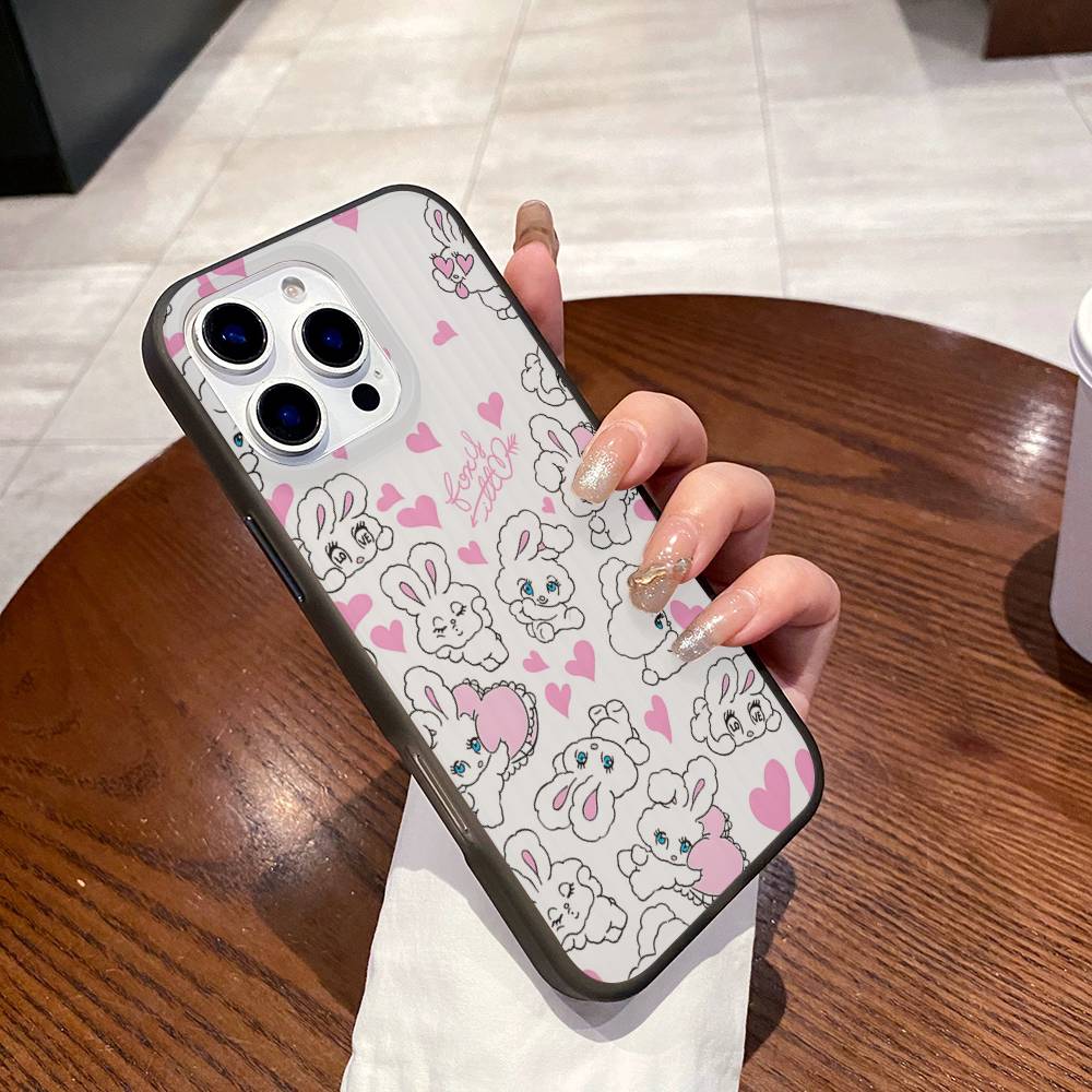 Милый Мультяшный Кролик Эстер Чехол для Телефона для IPhone 17 16 15 14 13 12 11 Гофрированный Матовый Мягкий Чехол Противоскользящий