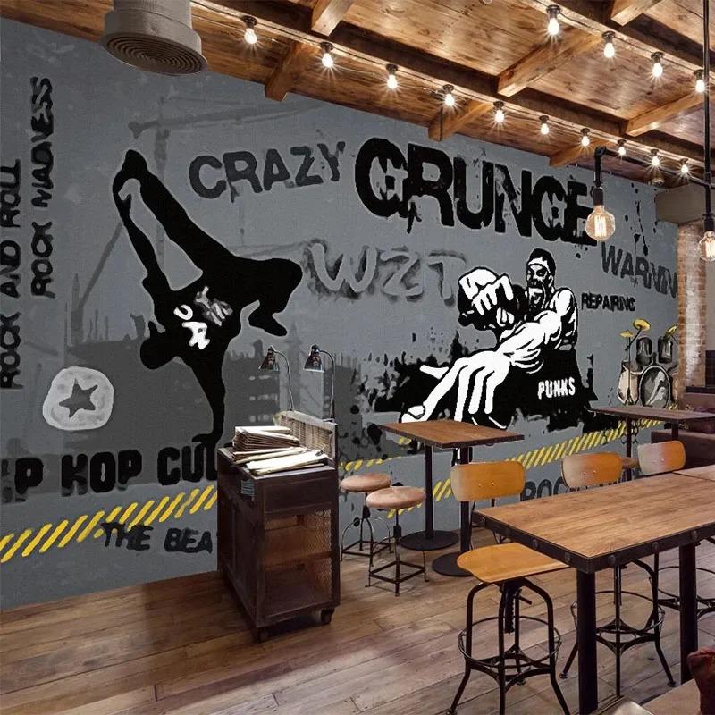 3d обои, расписанные вручную, уличные граффити, настенная фреска из серого цемента, ресторан, кафе, фон, настенные обои