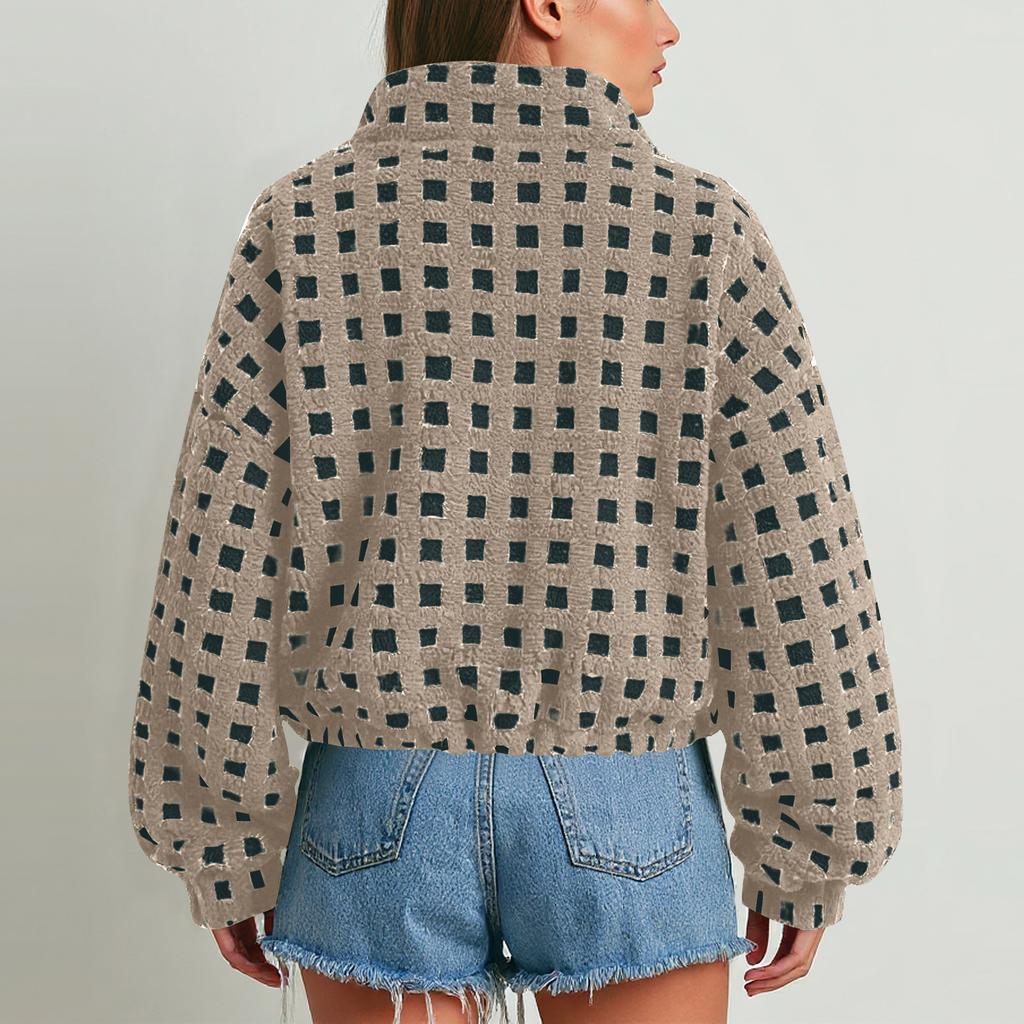 Женский осенне-зимний кардиган из овечьей шерсти с капюшоном на молнии из флиса повседневное пальто