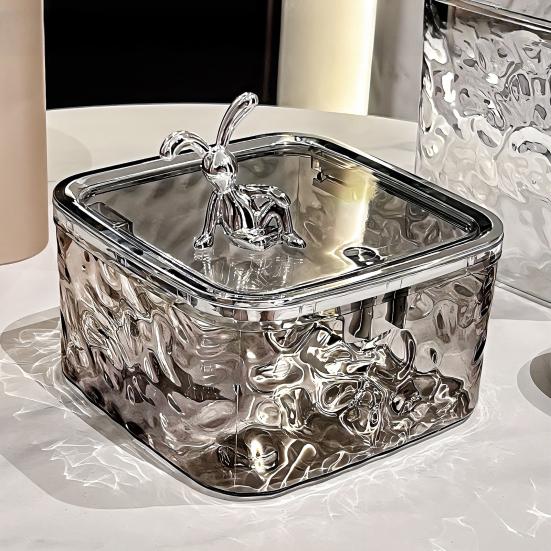 Transparent Storage Box Desktop Organizer With Press Type Lid Dressing Table Storage