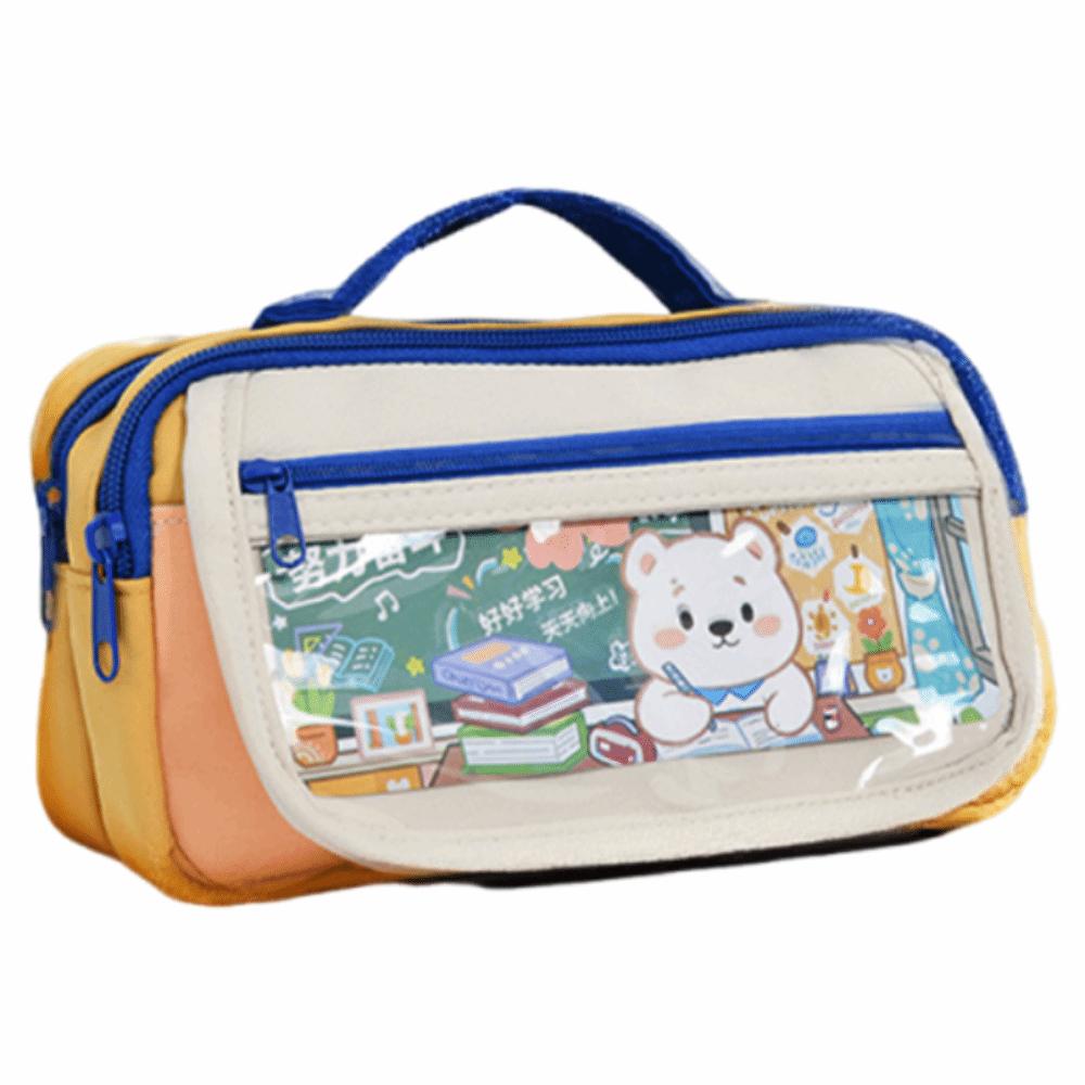 Bear 9 Layers Pencil Case Large Capacity Pen Organizer Pouch Trendy Pencil Storage Bag Kids Gift