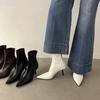 Мода 2025 Весна Женские Современные Ботильоны с Острым Носком Модные Короткие Ботильоны из Мягкой Кожи Лаконичная Обувь на Высоком Каблуке
