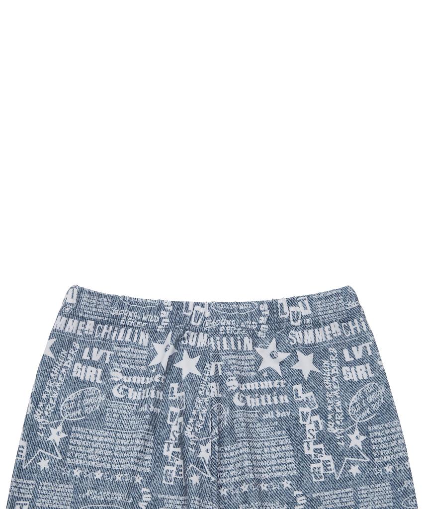 LUVISTRUE Su Denim Letter Biker Shorts(Blue)
