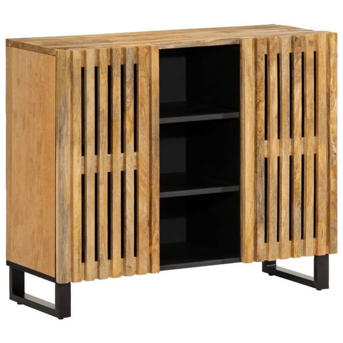 VidaXL Buffet 90x34x75 cm bois de manguier massif brut, meuble de rangement, meuble de rangement de cuisine, placard, meuble 377574
