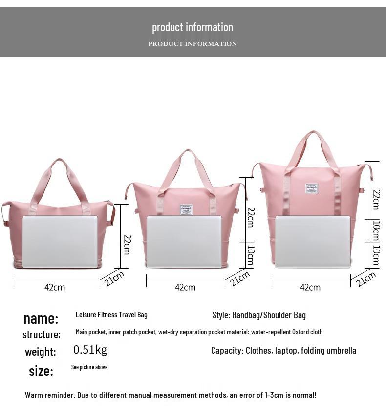 Expandable Water-Resistant Sports Bag with Wet/Dry Separation for Travel & Outdoor Activities