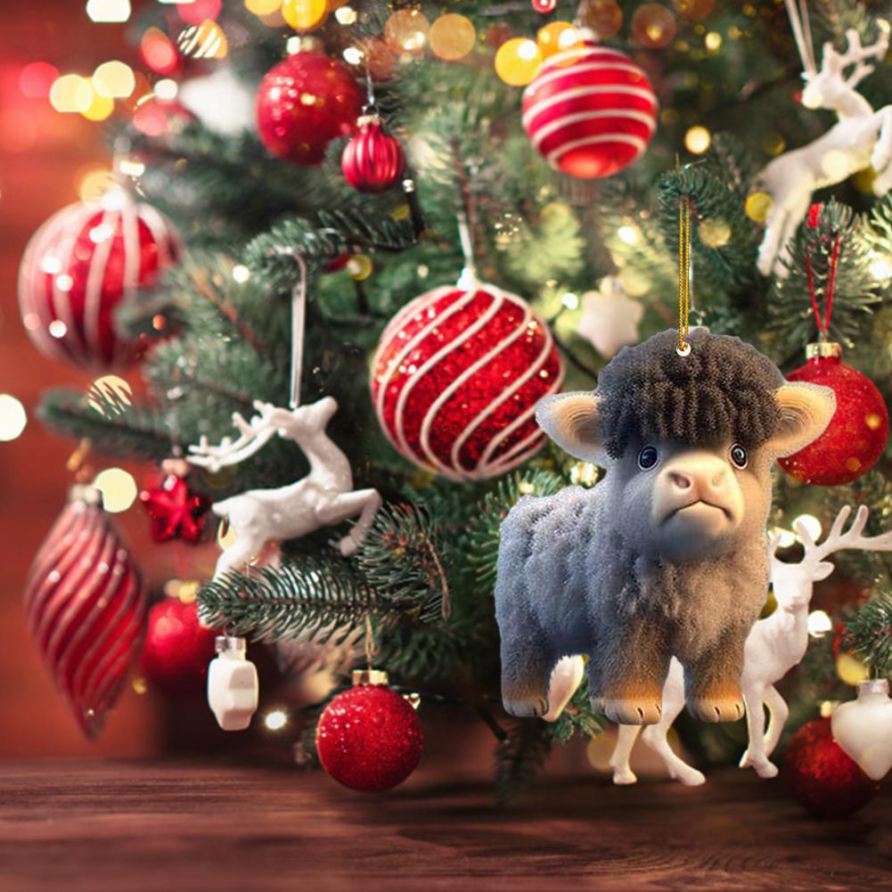 Cartoon Cow Christmas Tree Ornament Creative Cute Car Pendant Atmosphere Decoration Hanging Pendant Home Tree Decor Accessories