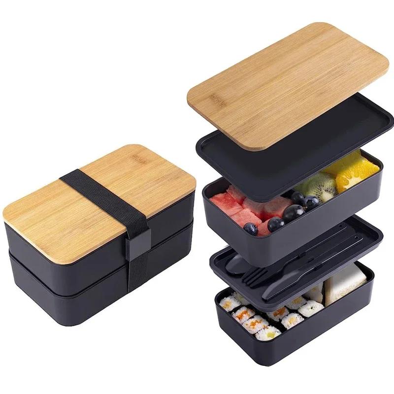 Stackable Bento Lunch Box with Insulated Bag Microwaveable Divided Large Capacity Bento Box for Office Workers and Students