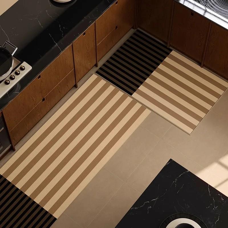 PVC Leather Kitchen Mat Oil-proof Waterproof Non-slip Washable Floor Mat Home Decor