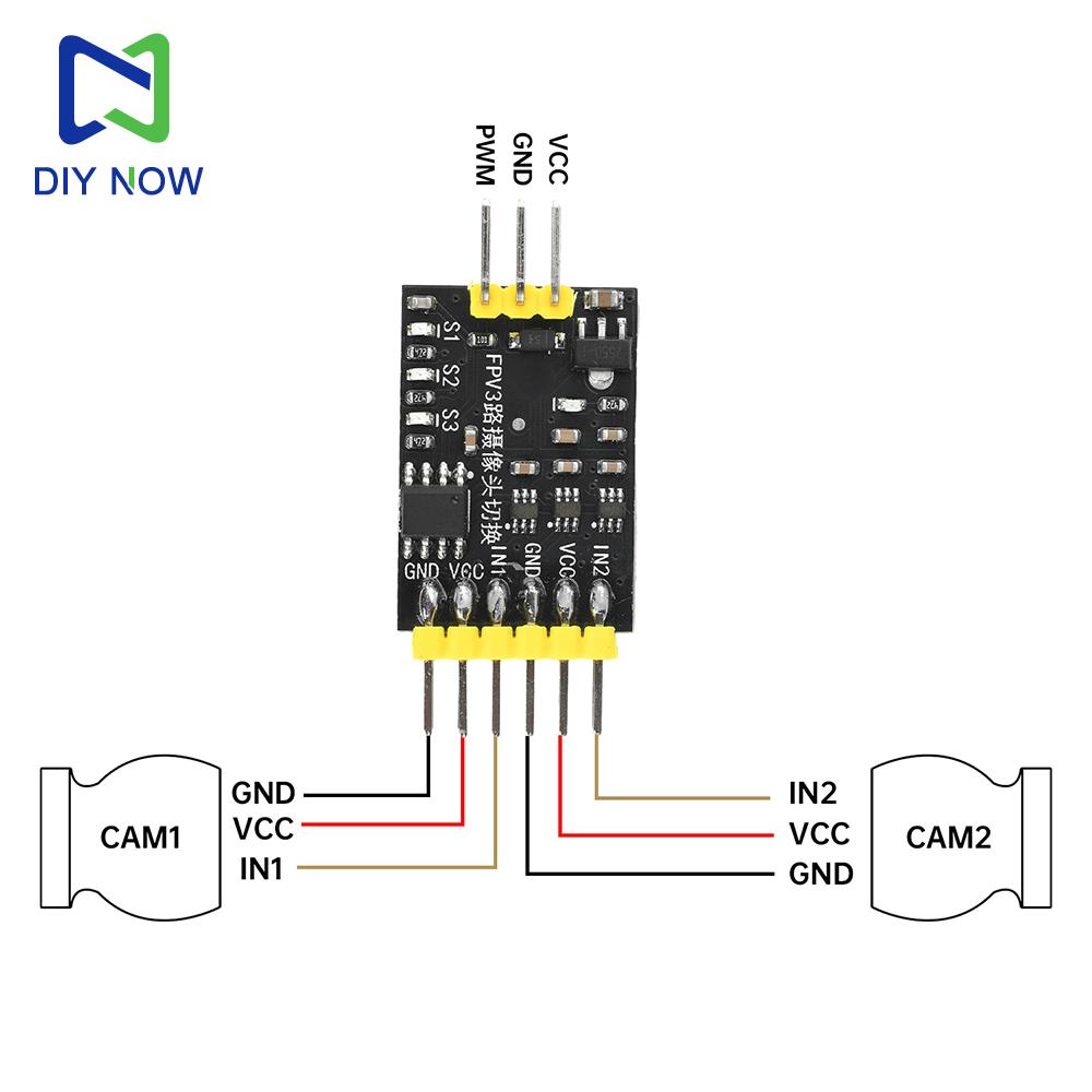 DC 5-12V 3-Channel Video Switcher Module FPV 3-way Camera Switch PWM Control Suitable for RC Aircraft and FPV Drones Monitoring