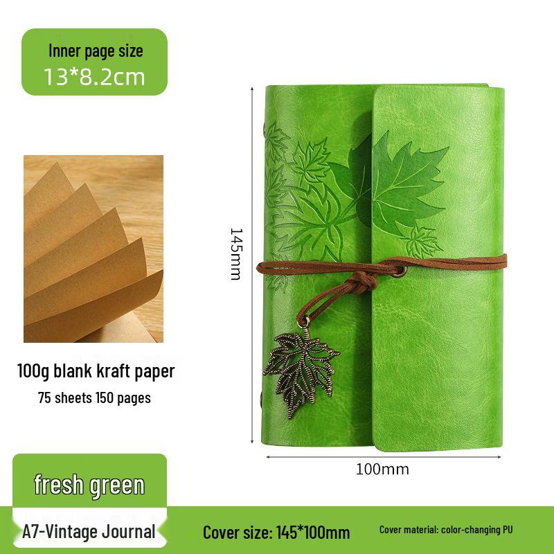 Ретро блокнот на кольцах «Кленовый лист» с настраиваемым логотипом и обложкой с эффектом «кожи»