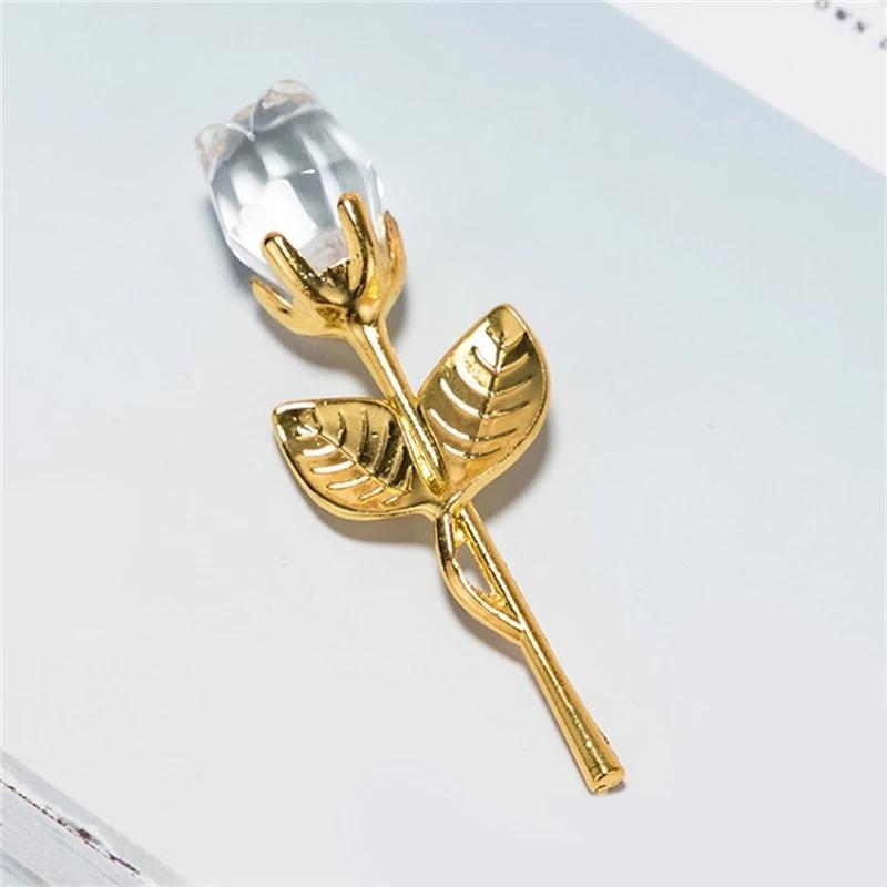 Valentine's Day Lovers' Gift X'mas Favors Souvenir Crystal Glass Rose Flower Figurines Craft Home Wedding Decoration Ornaments