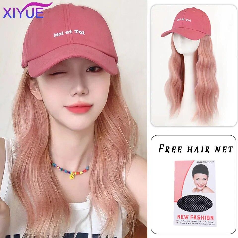 Шляпа, парик, женские длинные волосы, цельный, женская мода, ленивые, слегка вьющиеся волосы, бейсболка, парик, полное покрытие головы