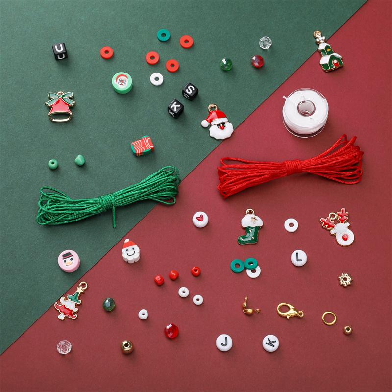 1 комплект/коробка Рождественский тематический стеклянный набор бусин DIY браслет ожерелье серьги ювелирные изделия аксессуары