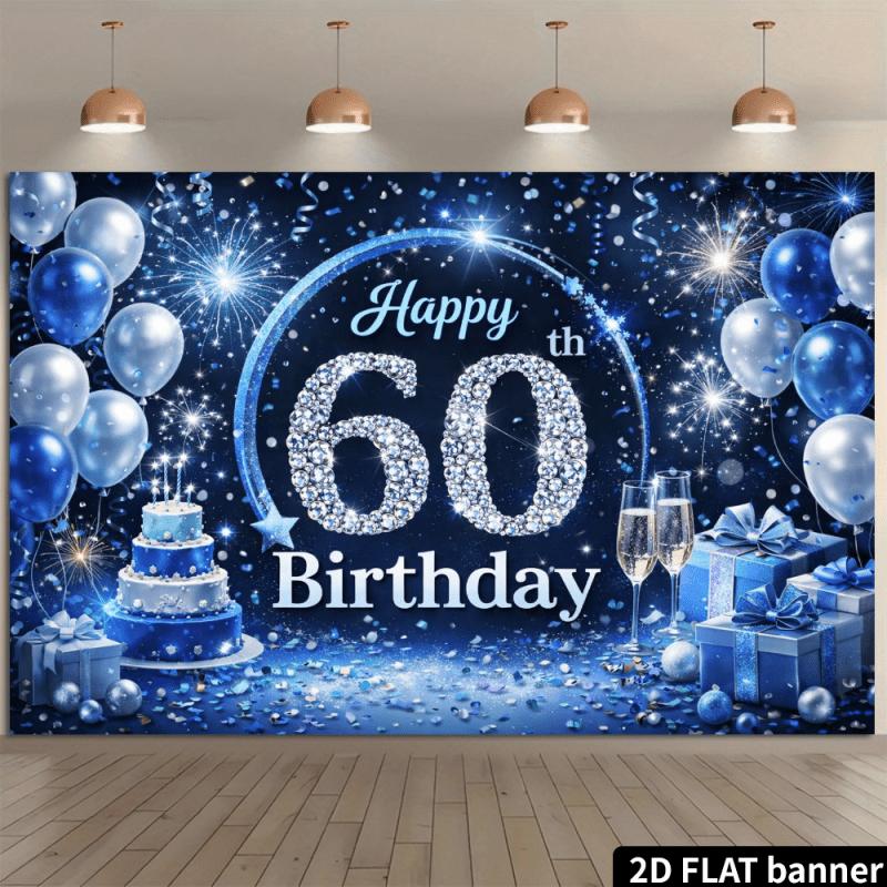 2D Flat Banner - Birthday Celebration Background for 60th Birthday Suitable for Indoor and Outdoor Theme Parties
