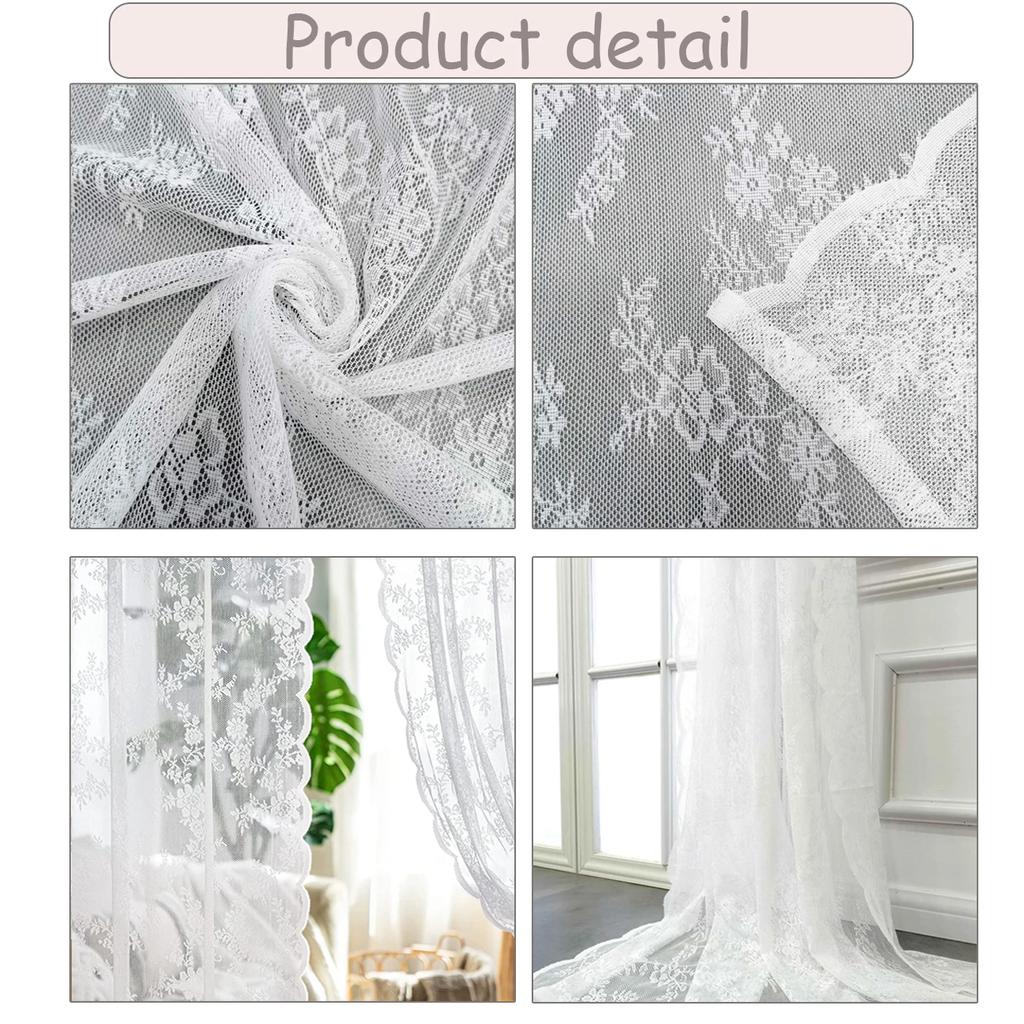 1 шт. Белая Тюлевая Штора для Окна Полиэстер Полупрозрачная Цветочная Кружевная Штора для Двери Идеально для Декора Спальни и Гостиной