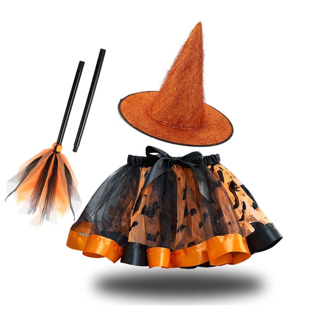 Wand Kids Halloween Costume with Hat Halloween Children's Witch Dress Halloween Decoration