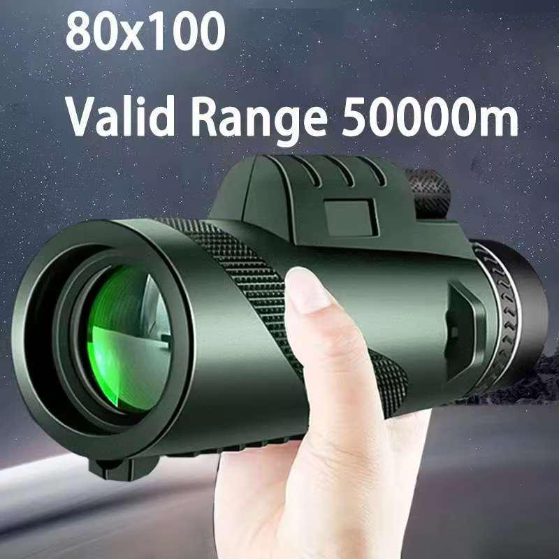 80x100 HD Green Monocular for Outdoor Bird Watching and Photography