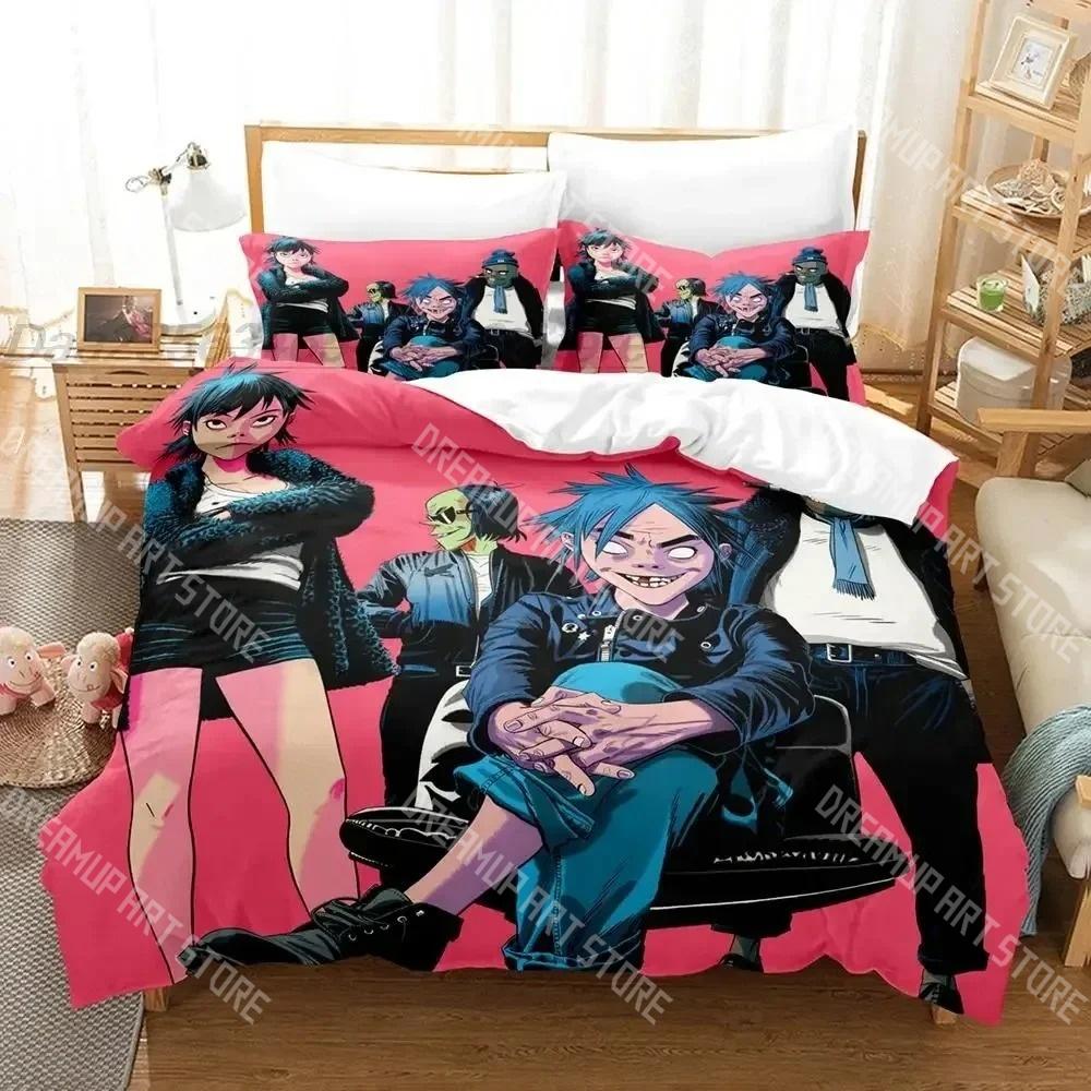 Модный Постельное белье с принтом Gorillaz Аниме Комплект постельного белья Односпальный Полуторный Двуспальный Евро Размер Кинг-сайз Комплект постельного белья для детской комнаты Комплекты с пододеяльником Комплект простыней