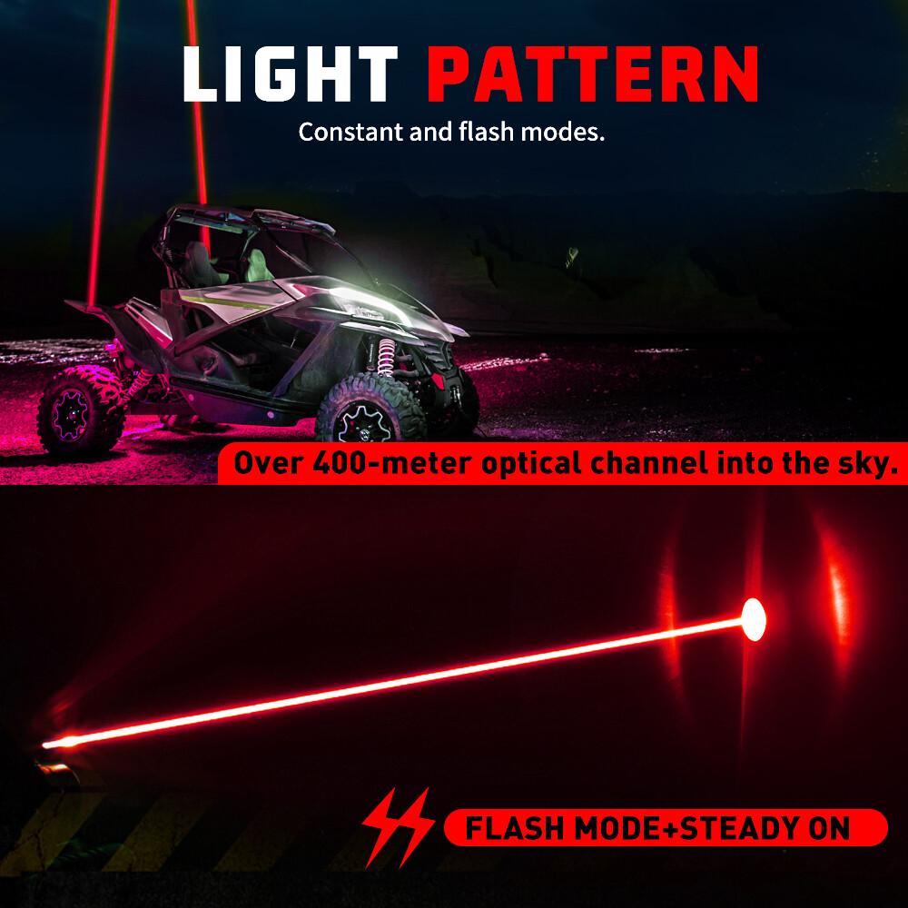 2x Laser Red LED Whip Lights Whipless Antenna Remote For ATV UTV Can Am Polaris