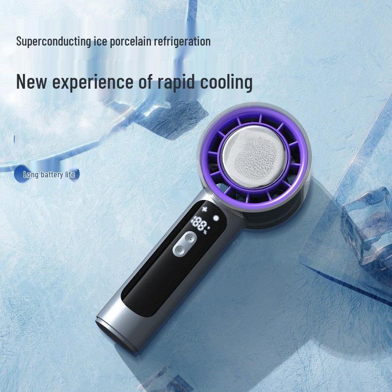Portable USB Rechargeable Fan with LED Display, Adjustable Cooling, and Strong Wind Power