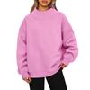 Ladies' Fashionable Loose High Neck Long Sleeved Solid Color Hoodie Top Pullover