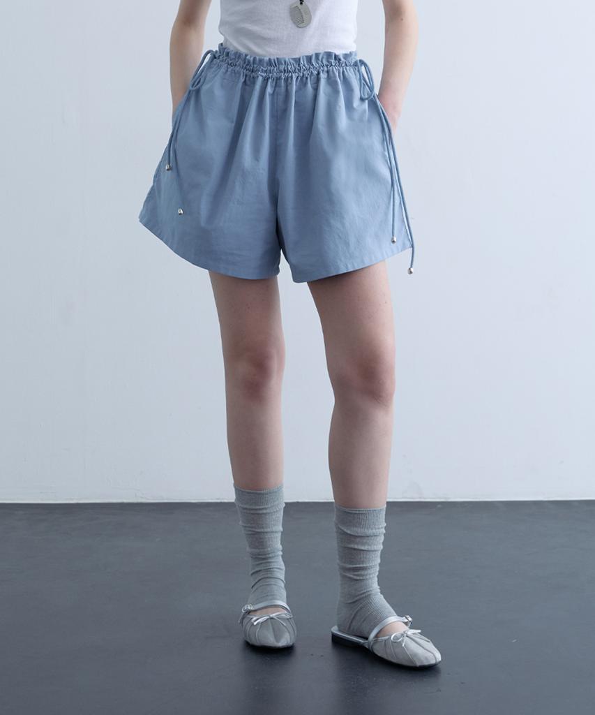 ODER String A-Line Cotton Shorts - Sky Blue