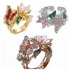 Oil Dripping Butterfly Ring Elegant Finger Jewelry Sweet Opening Finger Ring  Ladies Jewelry