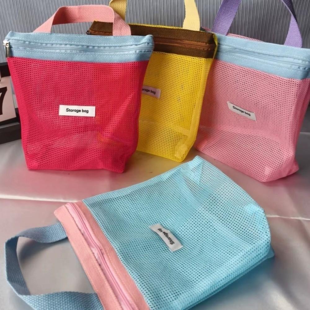 Transparent Mesh Makeup Bag Large Capacity Vibrant Bright Color Bag Bag Shower Organizer Beach