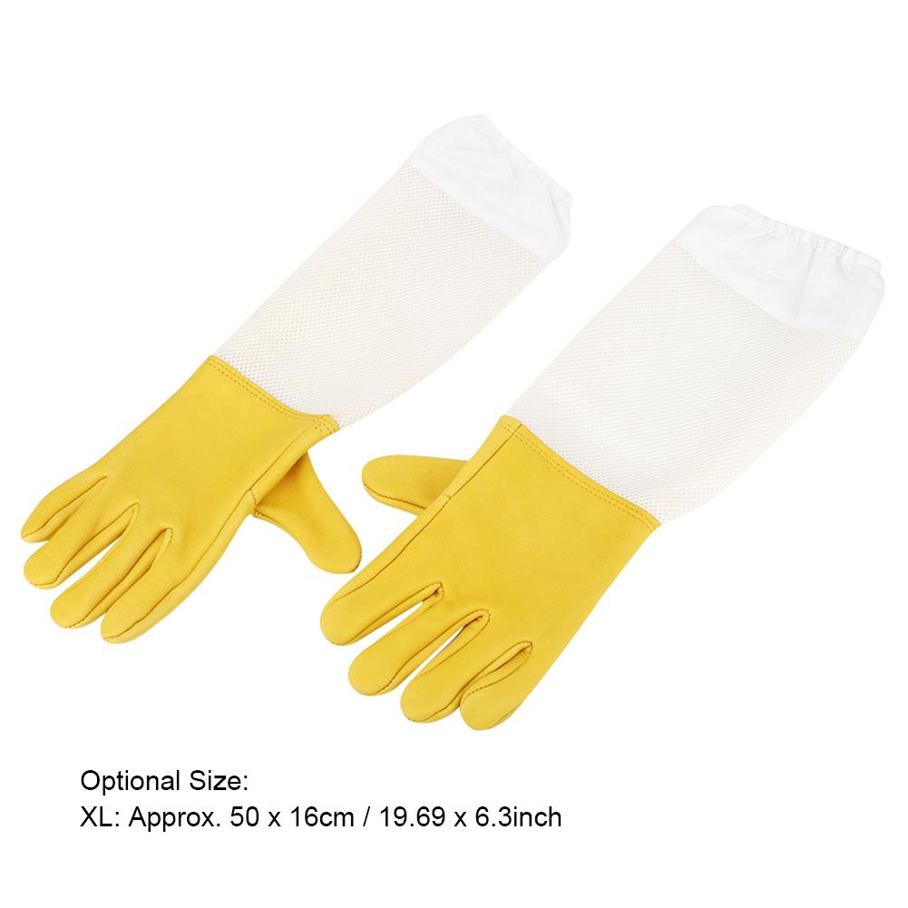 Pair of Beekeeping Protective Gloves Long Mesh Sleeves Beekeepers Working ToolXL