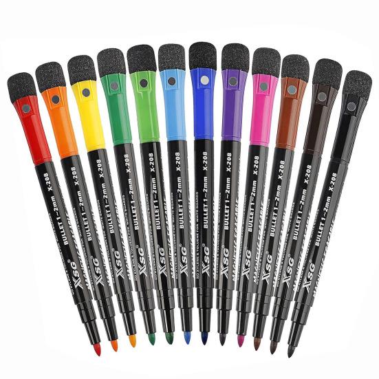 8/12Pcs Whiteboard Pen Magnetic Adsorption Fine Tip Whiteboard Markers with Dry Erase for Office School Home