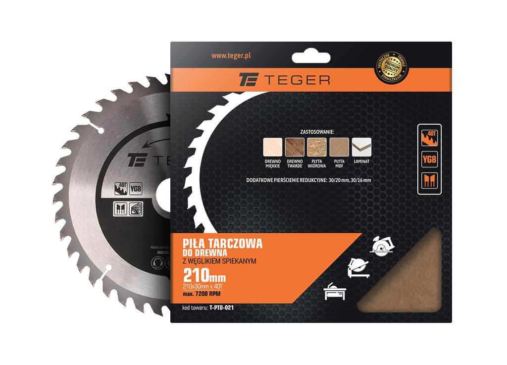 TEGER 210x30 40T Carbide Tipped Wood Saw Blade - ATB, 1.4/2.4 , 7200 rpm