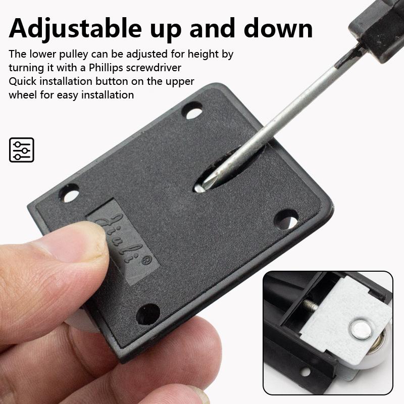 2 пары пластиковых роликов для раздвижных дверей для шкафа, черные ролики для раздвижных дверей, ролики для шкафа из нейлона, подвесные ролики