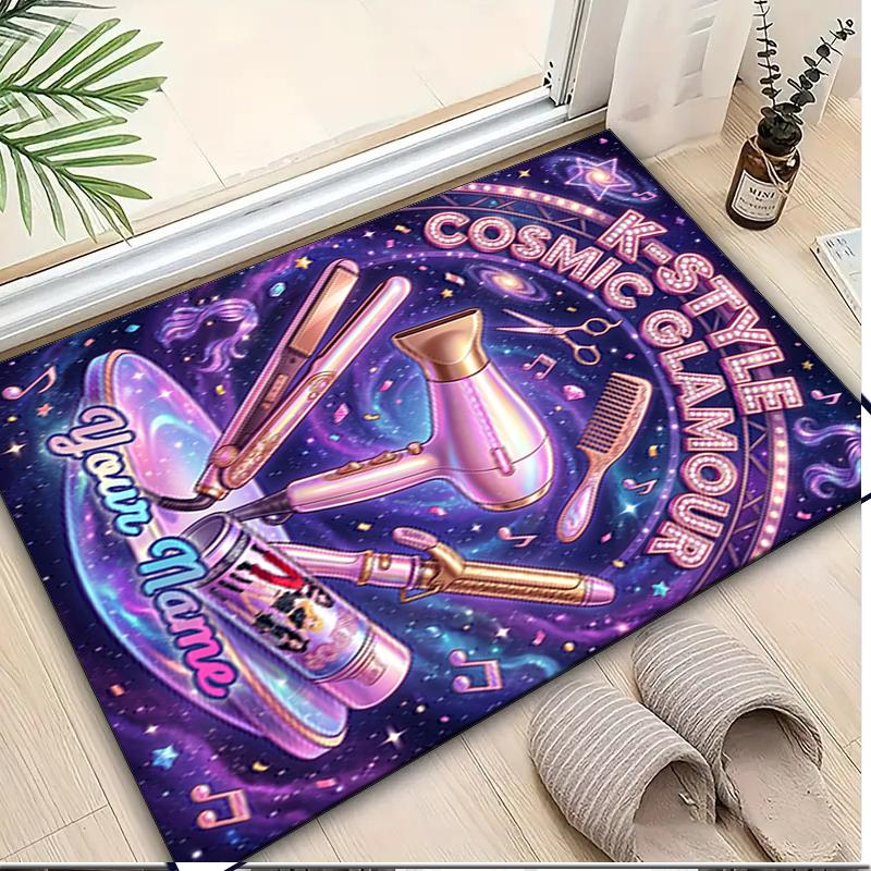 1PC Custom Name K-Style Cosmic Glamour Theme Floor Mat Ideal for Living Room, Game Rooms, Office, Bedroom,Floor Mat Playful Design